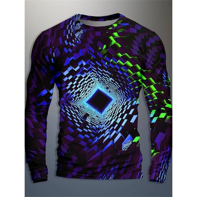 

Крутые графические геометрические оптические иллюзии дизайнерские футболки художественные мужские 3D принты вечерние повседневные праздничные футболки с длинным рукавом топы 4XL