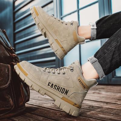 Mode 2024 Neue Schuhe für Herren High Top Arbeitsschuhe Winter Warmes Plüsch Werkzeugschuhe Plateau-Stiefel schwarz Freizeit-Sportschuhe