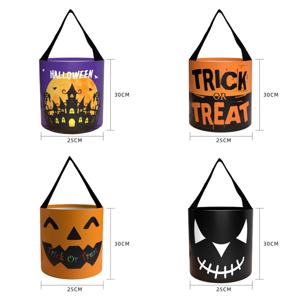Halloween Pumpkin Bag With Cartoon Design For Trick Or Treat Candy Collecting