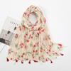 Fashion Luxury Ink Painting Floral Tassel Viscose Shawl Scarf Lady High Quality Wrap Pashmina Stole Bufandas Muslim Hijab