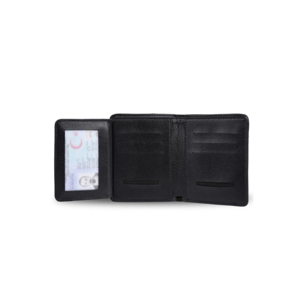 Ανδρική θήκη για κάρτες Sports Classic Black Slim Money Wallet με διπλή θήκη για χρήματα