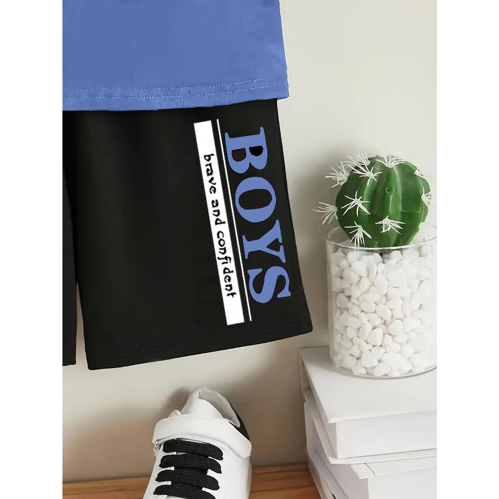 Two-Piece Set for Boys, Suitable for Spring And Summer, Featuring Sporty Short Sleeves And Shorts