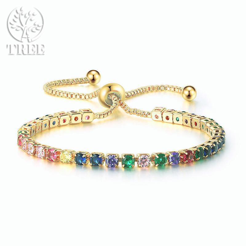 Edele 925 Sterling Zilveren Armband Ketting Luxe Kleur Kristal Hand Sieraden Voor Vrouwen Charme Bruiloft Cadeau Feest 18cm