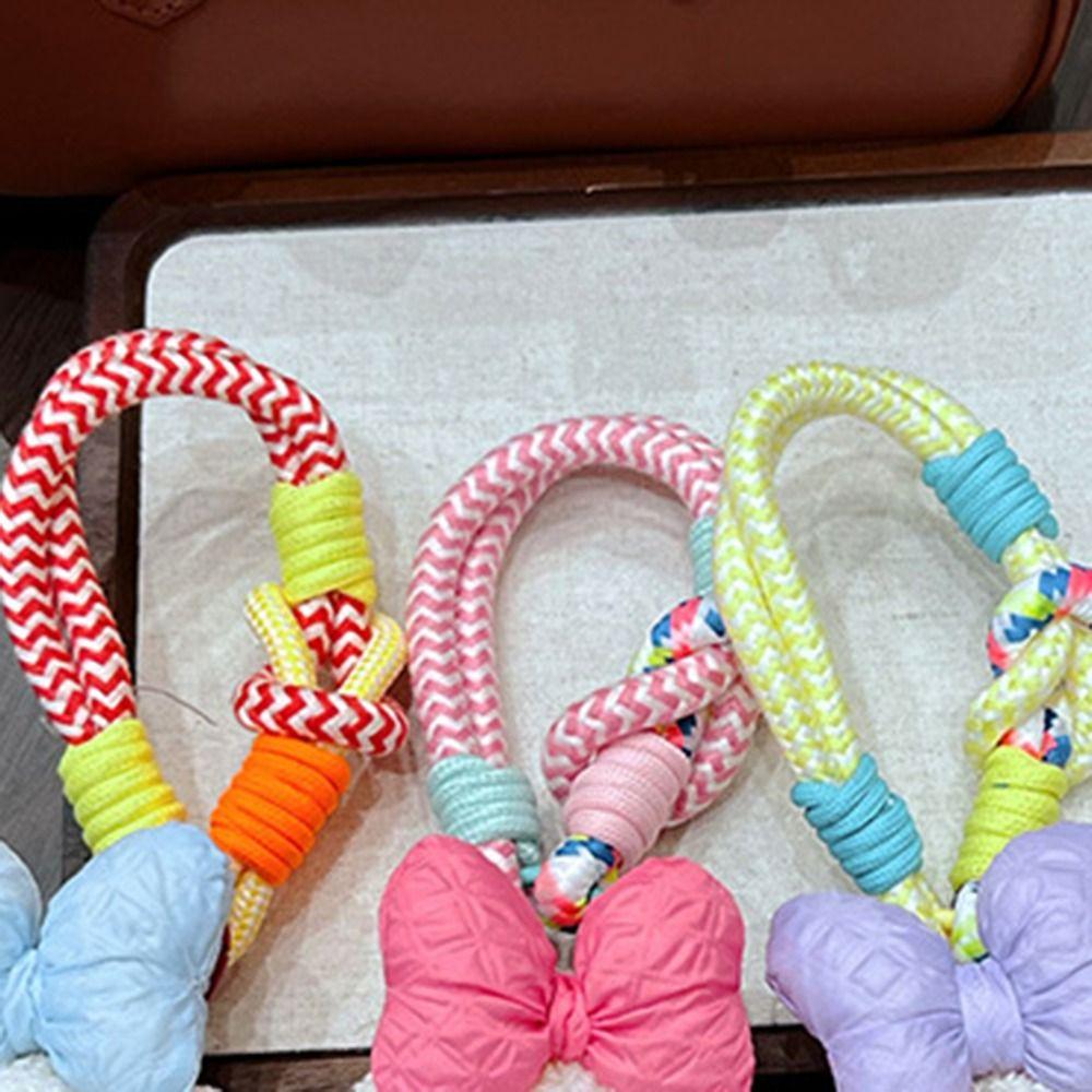 Cute Cartoon Cartoon Dopamine Dog Keychain Striped Top Car Key Ring New Bag Charm  Small Gifts