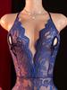 Navy Blue Crotchless Sexy Lingerie Women Hollow Bodysuits Erotic Costumes Teddies Babydoll Deep V Open Bra Female Porn Underwear
