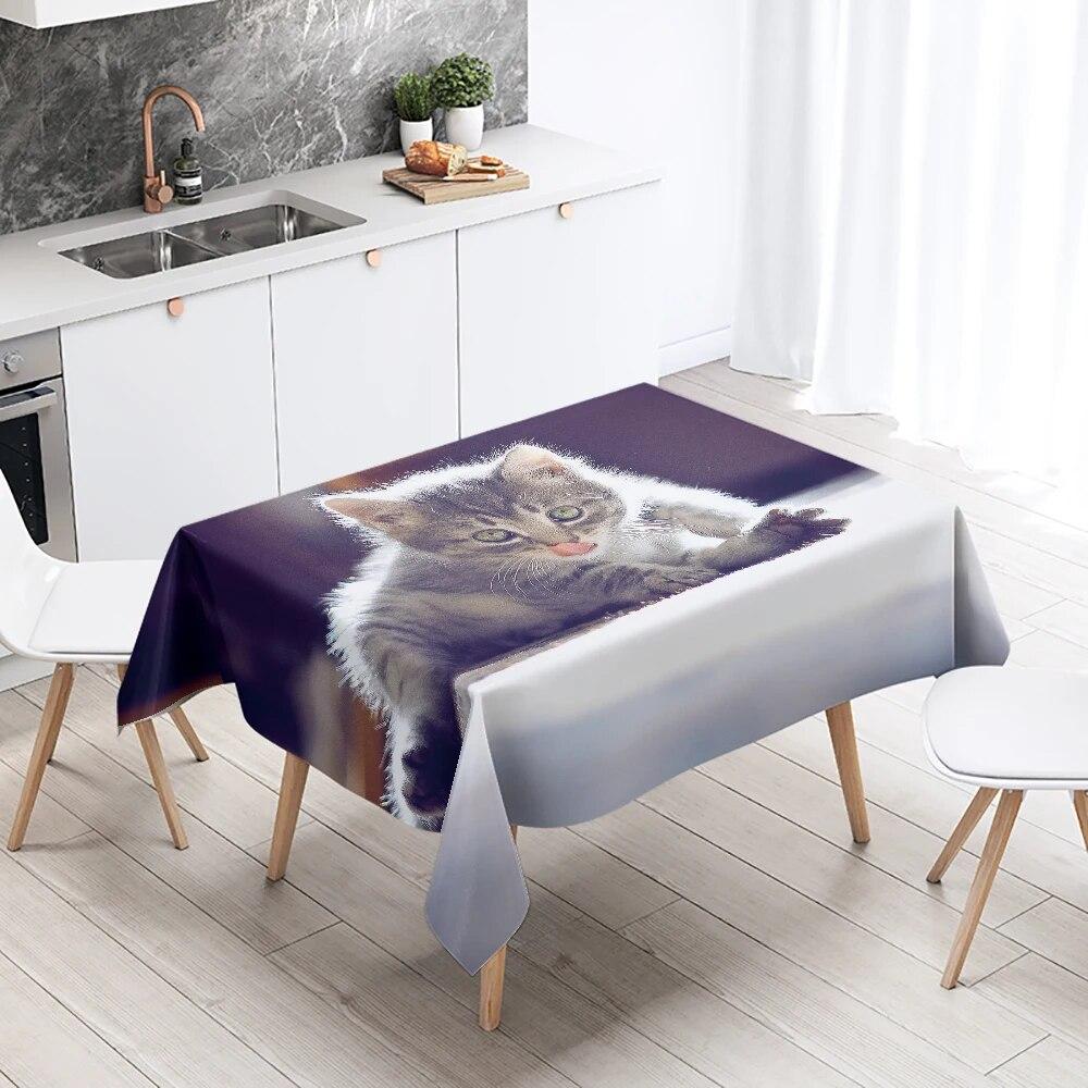Cute Cat Tablecloth Party Restaurant Table Decoration Waterproof Rectangular  Kawaii New Home Kitchen