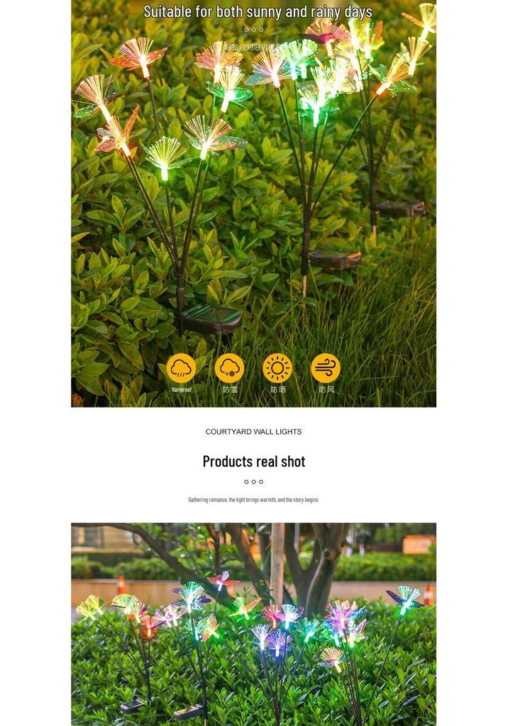 Solar-Powered Fiber Optic Butterfly Garden Lights, Waterproof Outdoor Decoration