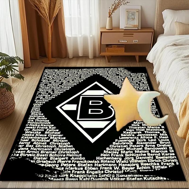 Green Black Borussia Rug for Living Room, Game Rooms, Office, Bedroom, Office Floor Mat Playful Design, fan gifts Christmas decor