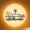 Black Iron Wall Art Sign Metal Bathroom Decor with Tub Toilet Towel Design