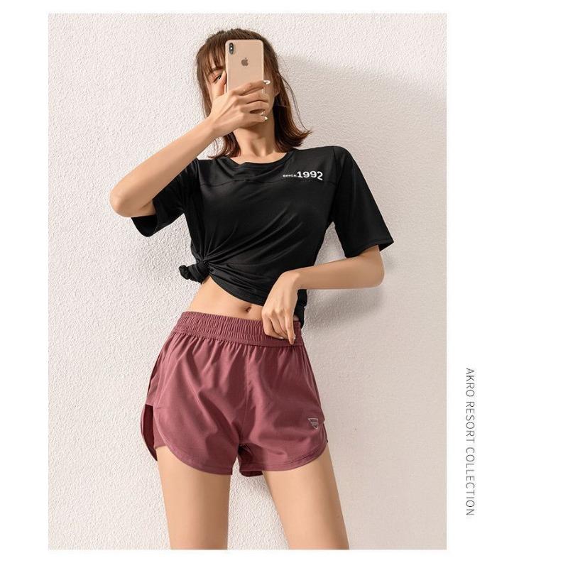 Women's Summer Quick-Dry Fake Two Loose Sports Shorts  Thin Training Yoga Running Casual Pants