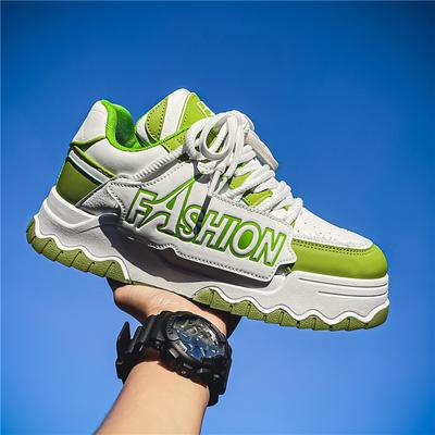 2024 Spring Fashion Men's Leisure Skateboarding Shoes Green New Outdoor Running Shoes Artificial Leather Casual Shoes Lace-up