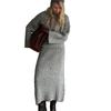 European and American autumn/winter solid color crew neck cable knit sweater set, women's loose knit sweater, wide-leg pants, scarf three-piece set