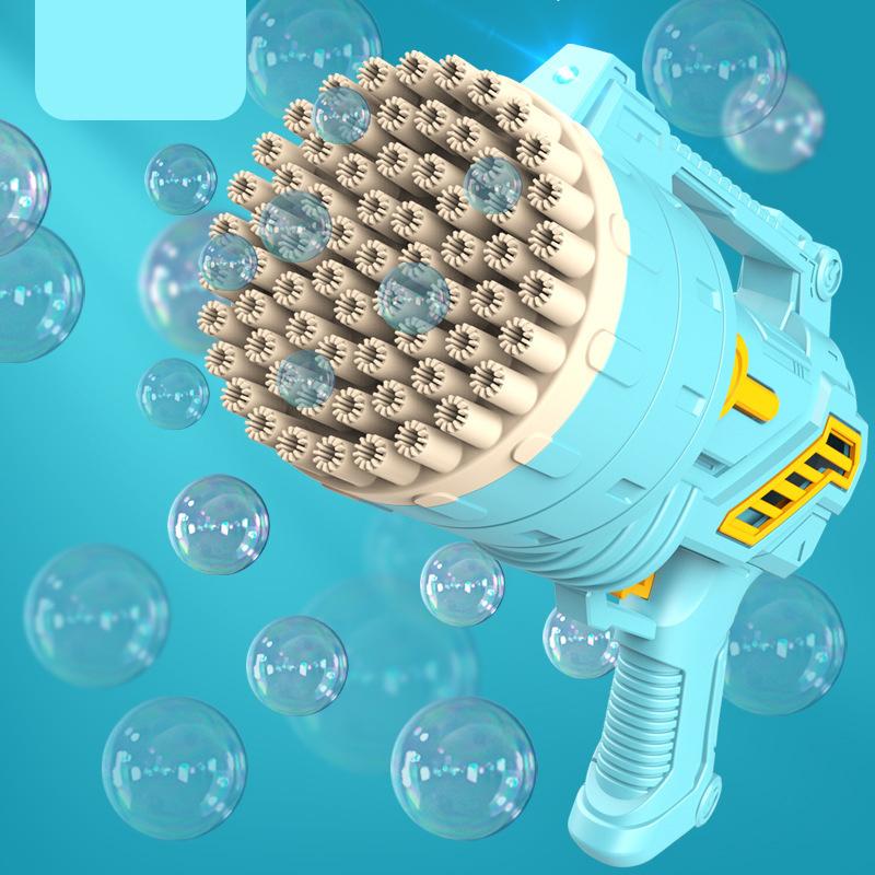 Bubble Gun 69 HolesAutomatic Blower Maker Big Soap Bubble Machine with Light Pomperos Summer Outdoor Toys for Kids Birthday Gift