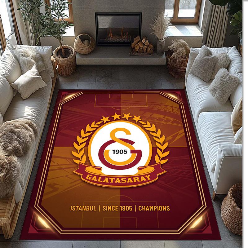 Tappeto Morbido Antiscivolo per Interni con Motivo Calcio Galatasaray FC Tappetino Decorativo Sportivo per Camera da Letto