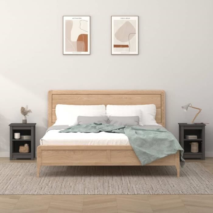VidaXL Bedside Tables 2 Pcs Grey 40x35x55 Cm Solid Pine Wood 820961