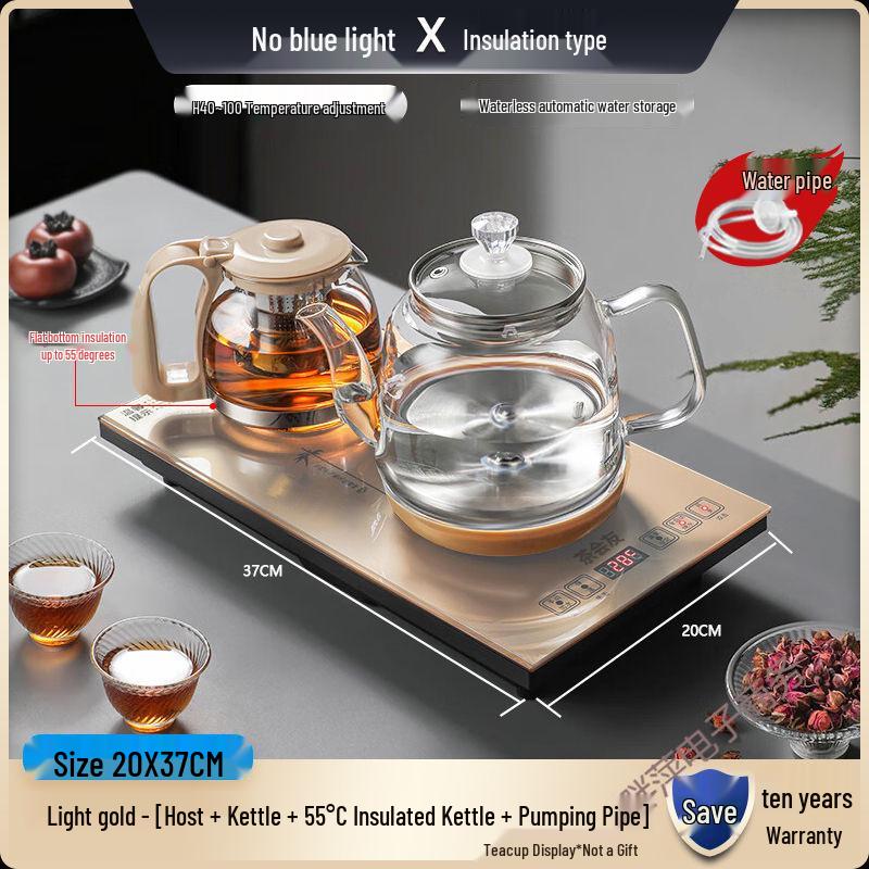 Smart Electric Glass Kettle with Auto Power Off and Insulation for Tea Ceremonies Countertop or Embedded 20x37cm, 10-Year Warranty
