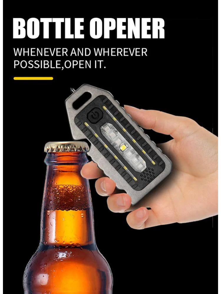 Keychain Flashlights Mini Led Light Selfdefense Whistle Multifunctional Portable Rechargeable 10W Built In Battery for Outdoor