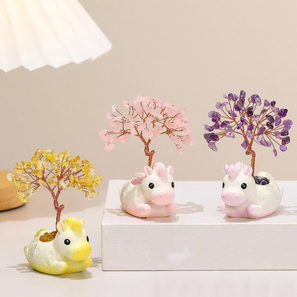 Cartoon Purple Crystal Money Tree Natural Crystal Desktop Ornament Home Decor