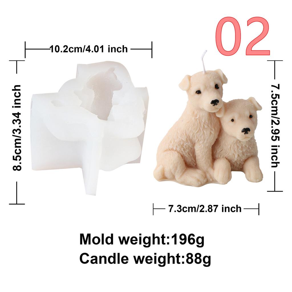 3D Cartoon Animal Dogs Bears Silicone Candle Mold Pet Teddy Puppy Mould Dog Scented Handmade Craft Resin Plaster Mould