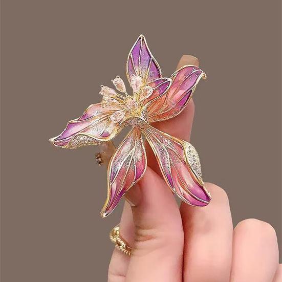 Peony Flower Brooch Pin for Women Enamel Floral Lapel Pins Zinc Alloy Flower Brooch for Clothes Hat Dress Accessories Prom Jewelry