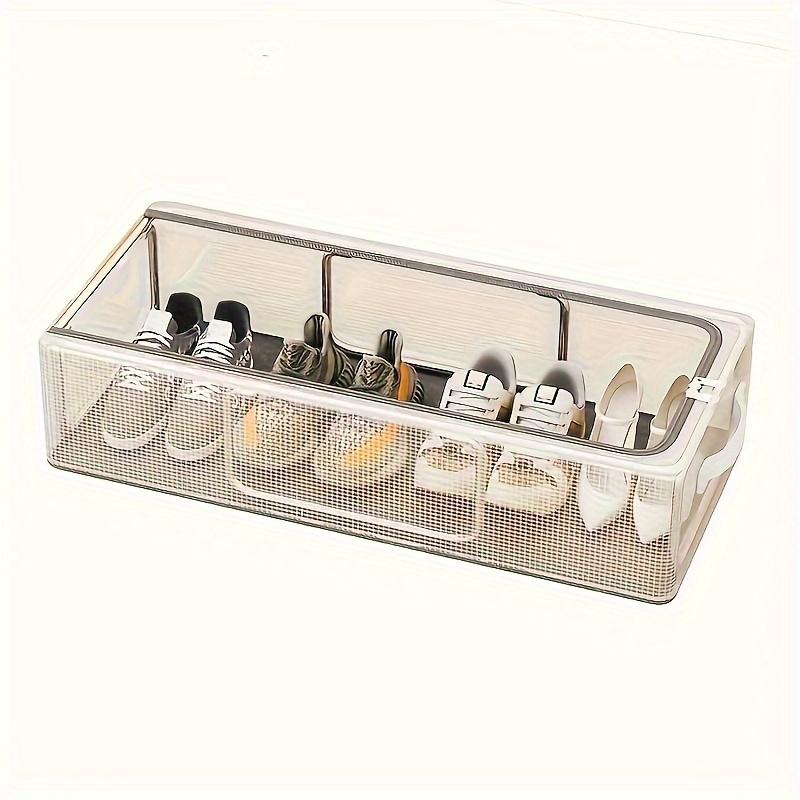 Scatola portaoggetti pieghevole trasparente per scarpe con telaio in acciaio resistente, versatile organizer da sottoletto per scarpe e vestiti, nylon alla moda