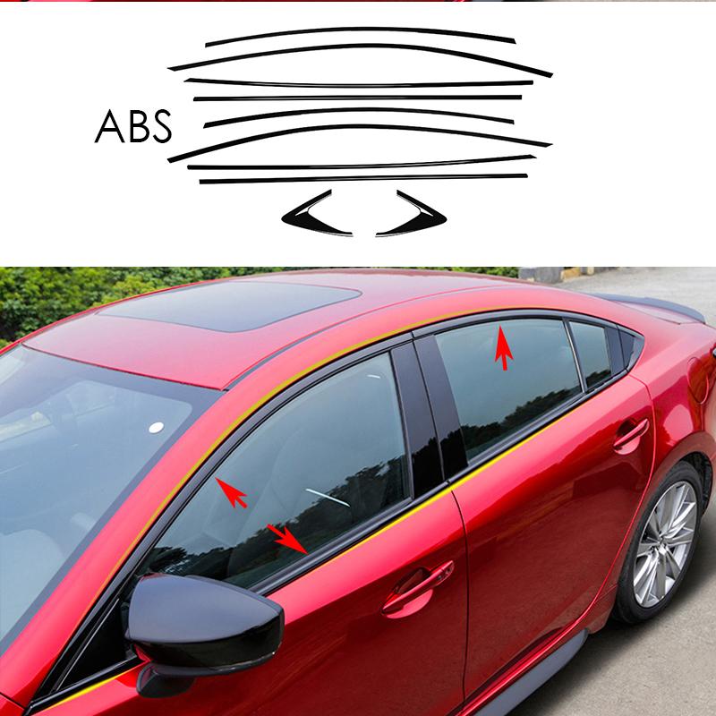 ABS Glossy black Side CAR Window Molding Strip Cover Trim 10pcs For Mazda 6 ATENZA 2014-