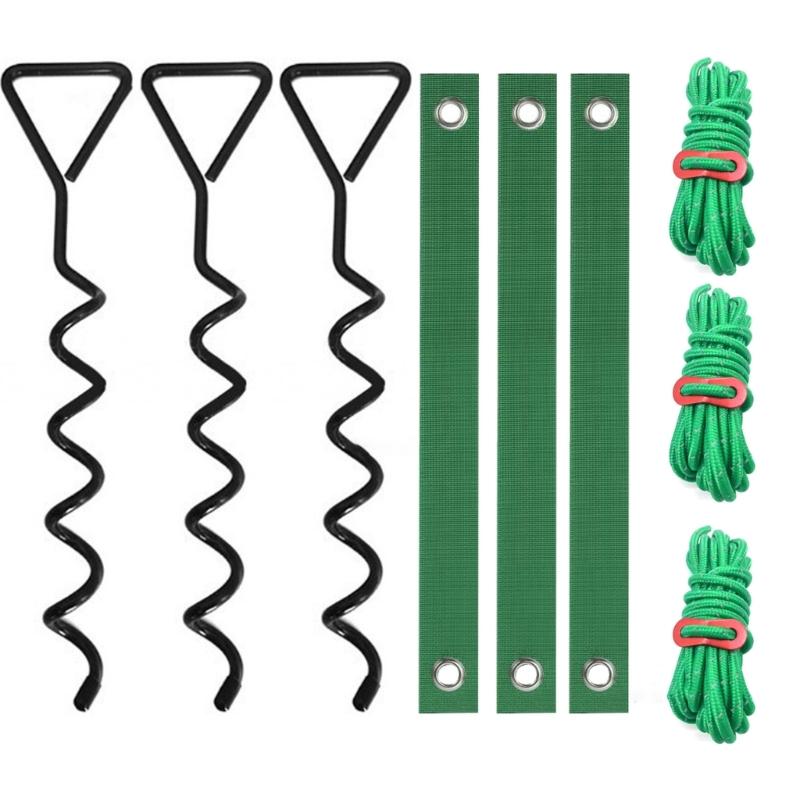 Tree Support Kit with Twist-In Soil Stakes, Grommet Ties and Tie Ropes for Freshly Planted Trees in Yard Spaces