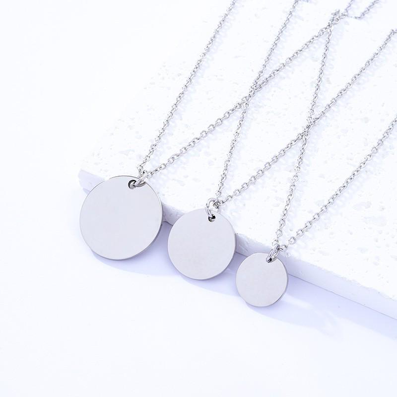 Stainless Steel Round Pendant Necklace - Blank, Engraveable, Ideal for Gifts