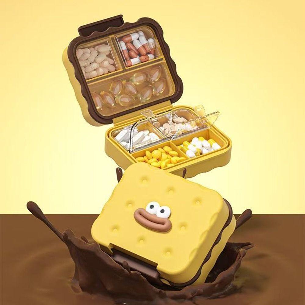 Plastic Biscuit Vitamin Organizer Sealed Mini Pill Case Portable Pill Storage Box  Travel