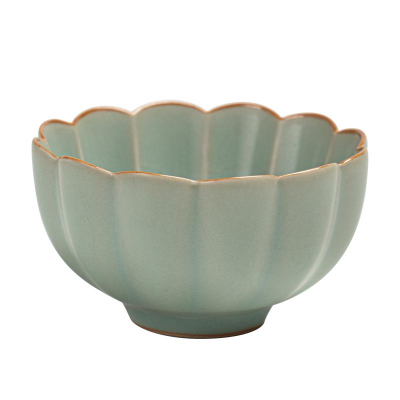 Ru Kiln Sky Blue Crackle Ceramic Tea Cup - Single Tea Tasting Bowl with High-End Gift Packaging