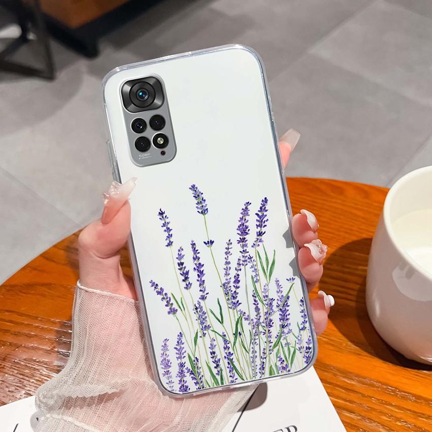 Para Redmi Note 11 11S 11T 12 12S Pro Plus Turbo Capa de Telefone Padrão de Laço Rosa Bonito Silicone Transparente de Alta Qualidade Capa Antiderrapante Para Carcaça Redmi