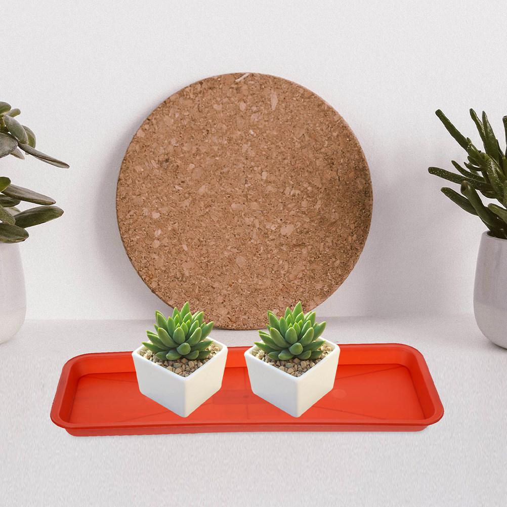 5Pcs Plastic Plant Tray Rectangular Light Brown Shallow Drip Tray for Flowerpot Water Catcher Window Sill Planter Saucer