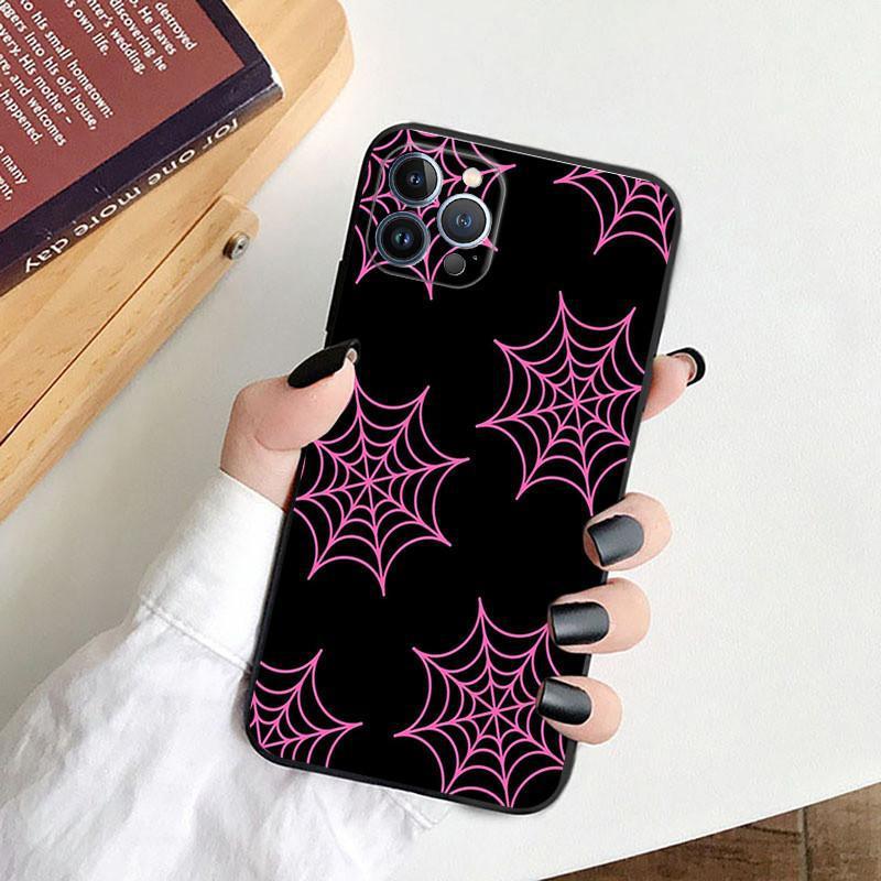 Apple Iphone15 Mobile Phone Case Luxury Color Spider Web Spider Web Mobile Phone Case Hair Painting Anti-Drop Huawei Three