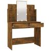 Makeup Table with LED Smoked Oak 96x40x142 cm