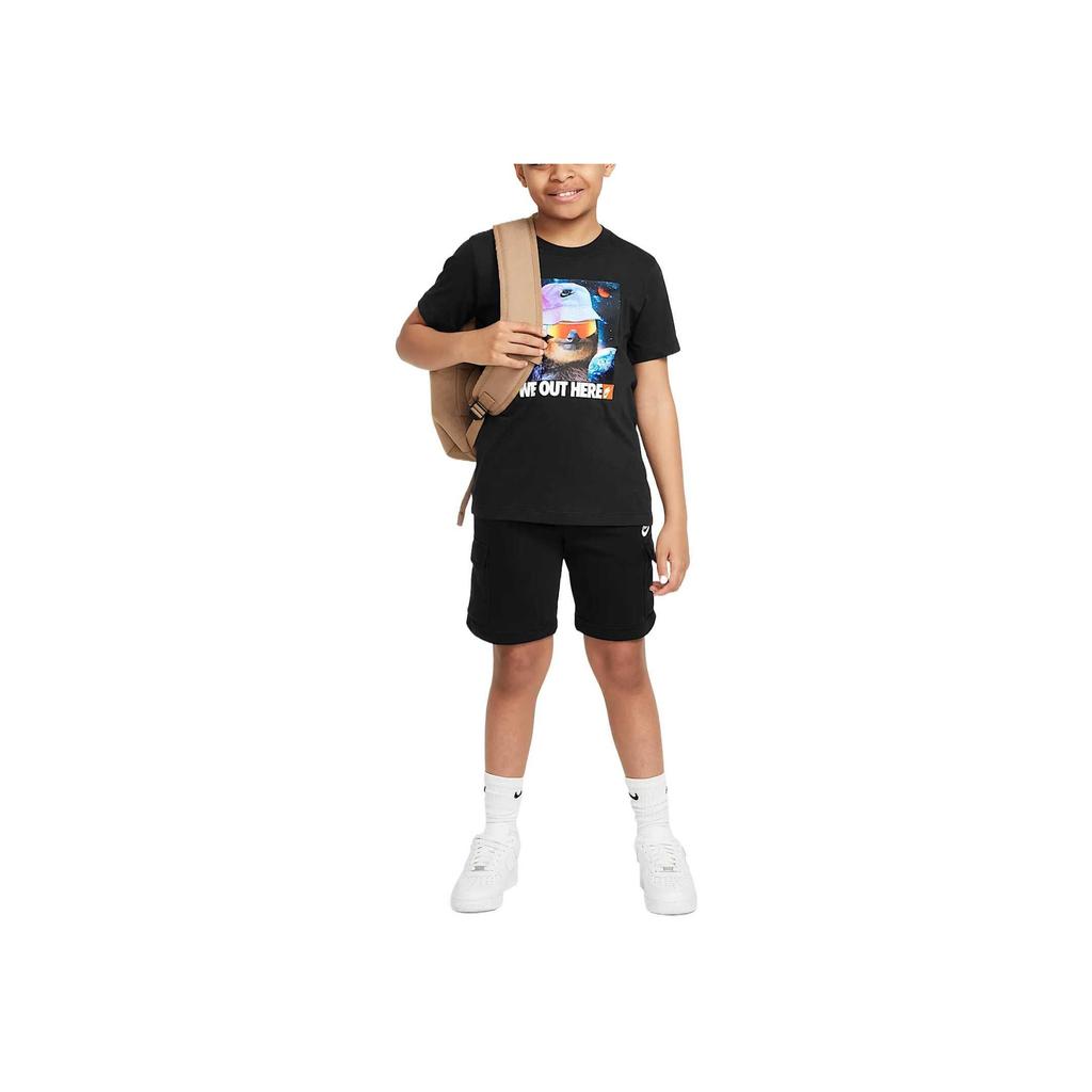 Nike Sportswear T-Shirt Soft Skin-Friendly Simple Versatile Short Sleeve Kids tops Black HQ3228-010