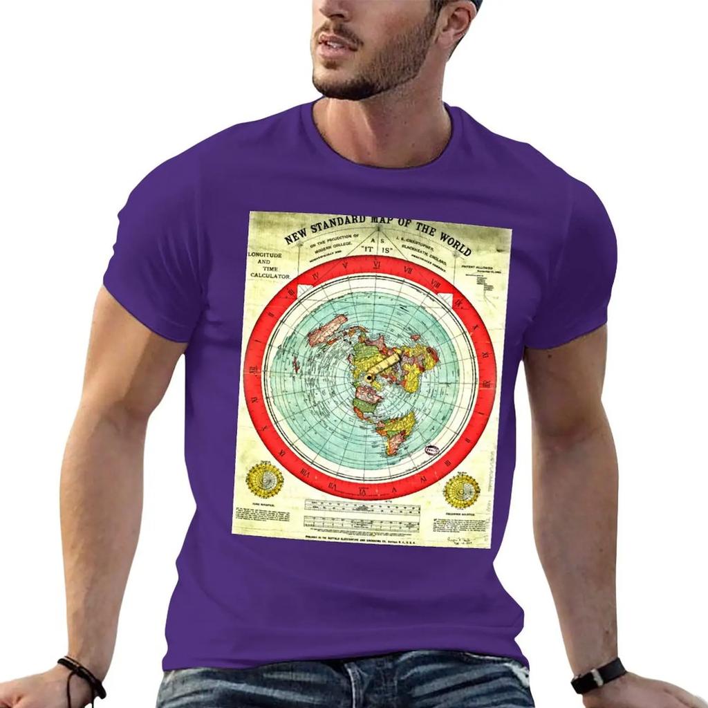 Gleason 1892 Flat Earth Map Research Flat Earth T-Shirt Vintage Anime Shirt Anime Stuff Plus Size Men Clothing