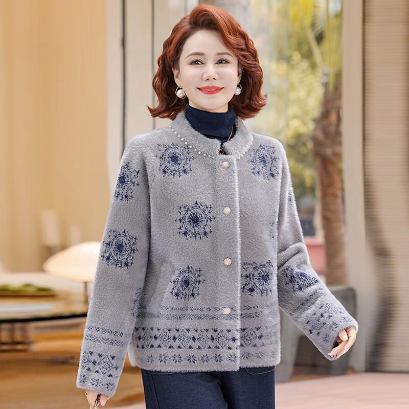 Elegant Faux Mink Velvet Winter Coat for Middle-Aged Women