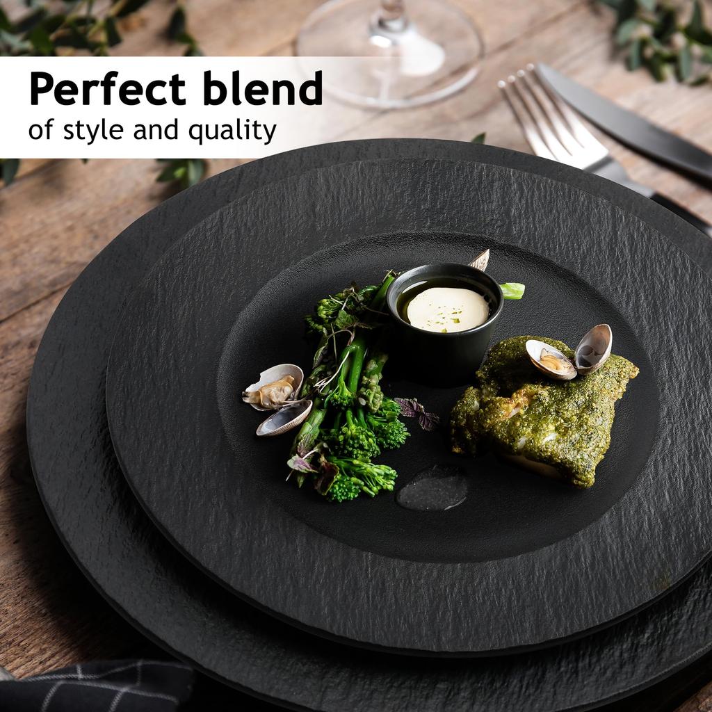 MIAMIO - 23cm, Dinner Plate Set of 4 Ceramic Plate Set, Dinnerware Set - Modern Plates, Microwave and Dishwasher Safe - Oasis Collection