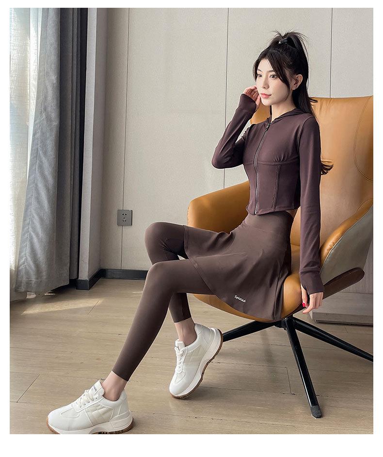 Women's 2024 High-End Yoga Set: Advanced Morning Run Jacket, Fitness Skirt, and Running Pants for Autumn/Winter