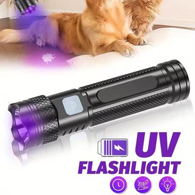 Wiederaufladbare 365nm UV-Taschenlampe Lila Taschenlampe Mini Ultraviolett Handheld-Taschenlampe Jade Geld-Detektor Haustier-Urinflecken-Detektor
