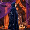 Soft Fabric Velvet Hooded Cloak Tie Up Closure Gothic Party Apparel Costume Robe  Halloween Night