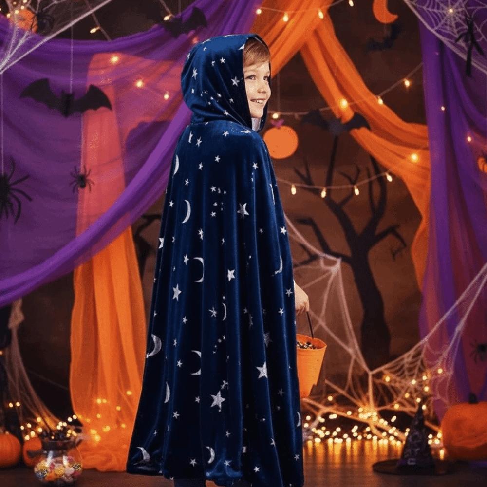 Soft Fabric Velvet Hooded Cloak Tie Up Closure Gothic Party Apparel Costume Robe Halloween Night