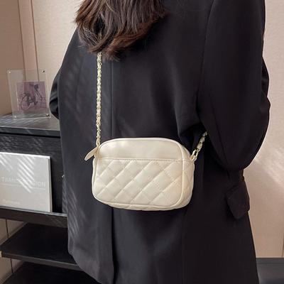 Monochromatyczne torebki na telefon komórkowy dla kobiet, teksturowany łańcuszek, wszechstronne portmonetki na monety, na jedno ramię, crossbody, mała kwadratowa torebka, trend niszowy