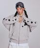 Youhee [3Colors] Graphic Waffle Hood Zip-Up