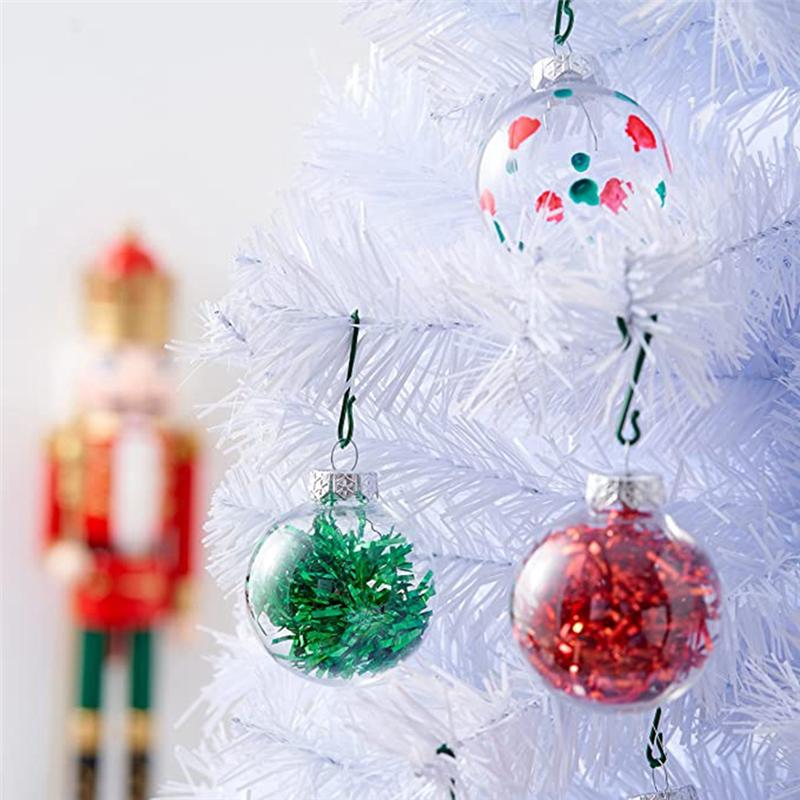 24PCS Clear Plastic Fillable Christmas Balls 8cm DIY Xmas Tree Ornament Decoration Arts Crafts