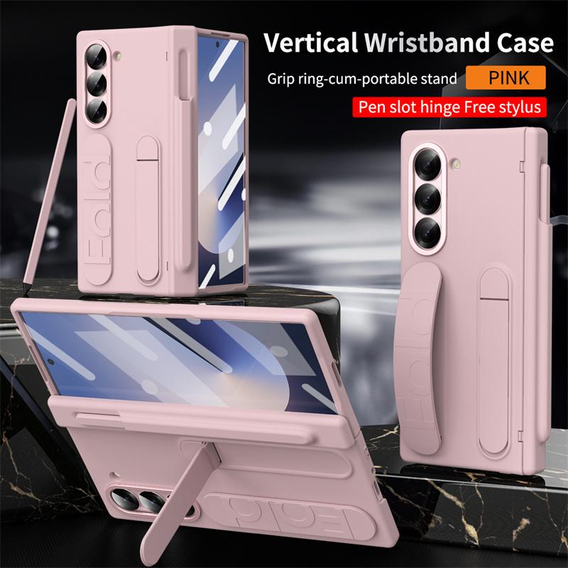 Pulseira Antiperda Business Suporte Oculto Capa Dobrável para Celular para Samsung Galaxy Z Fold 8 7 6 5 4 3 Proteção de Tela Capa Anti-queda