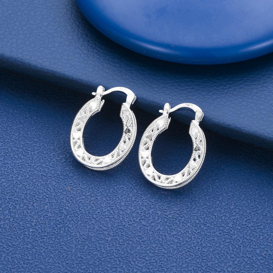 925 Sterling Silver Fashion Pattern Pierced Earrings Wedding Jewelry
