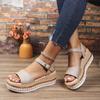 Summer Women Fish Mouth Sandals Thick Platform Wedge Heel Fashion Shiny