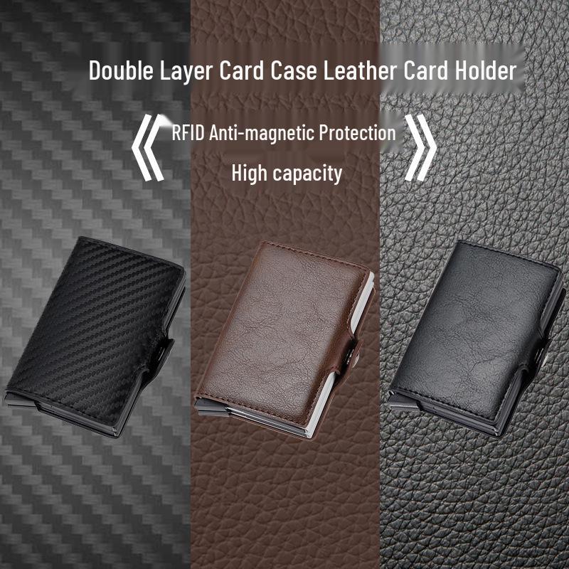 Men's Carbon Fiber Automatic Pop-Up Card Holder Wallet