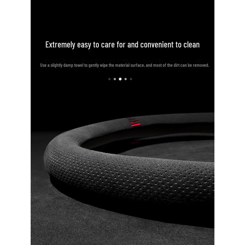 Suede & Genuine Leather Steering Wheel Cover for 9th & 10th Gen Accord - Ultra-Thin, All-Season